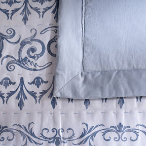 Ornamental Elegance Arabelle 100% Cotton 8Pcs Quilt/Qulited Bed Cover Set Blue