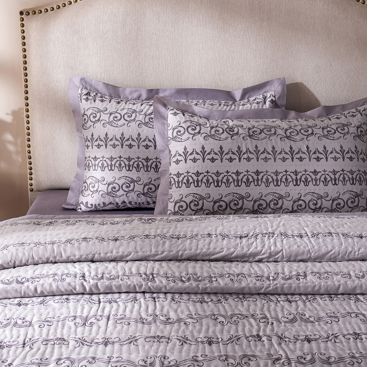 Ornamental Elegance Arabelle 100% Cotton 8Pcs Quilt/Qulited Bed Cover Set Purple