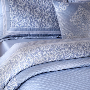 Ornamental Elegance Splendid 100% Cotton 8Pcs Quilt/Qulited Bed Cover Set Blue