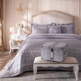 Ornamental Elegance Splendid 100% Cotton 8Pcs Quilt/Qulited Bed Cover Set Purple
