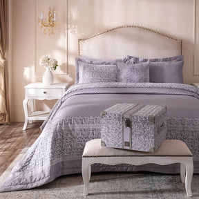 Ornamental Elegance Splendid 100% Cotton 8Pcs Quilt/Qulited Bed Cover Set Purple