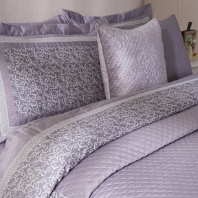 Ornamental Elegance Splendid 100% Cotton 8Pcs Quilt/Qulited Bed Cover Set Purple