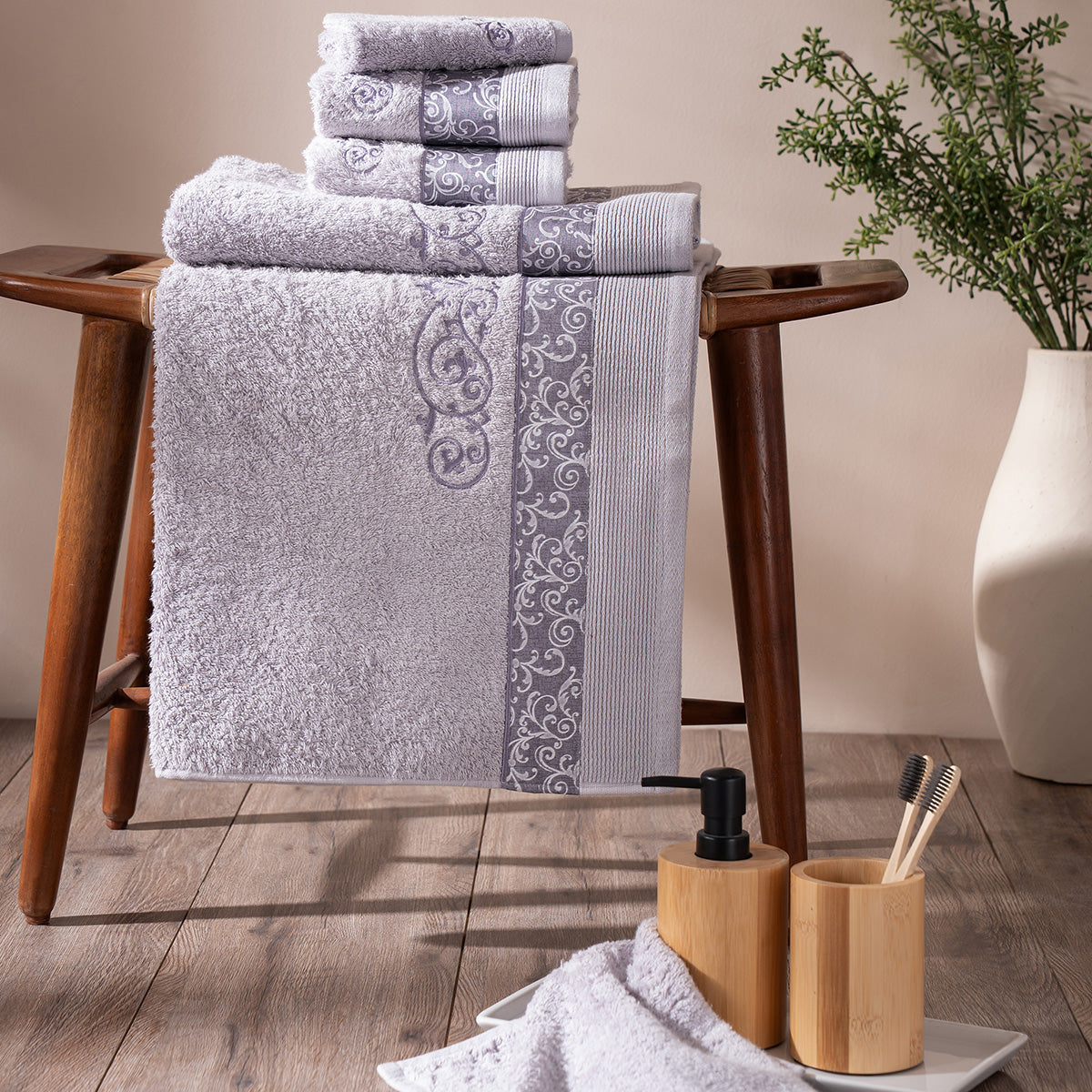 Selene Embroidery Machine 100% Cotton Towel Purple