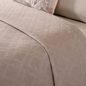 Ornamental Elegance Flip Flop Self Texture Beige Bed Cover/Bed Spread