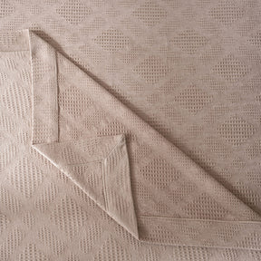 Ornamental Elegance Flip Flop Self Texture Beige Bed Cover/Bed Spread