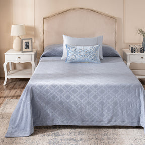 Ornamental Elegance Flip Flop Self Texture Blue Bed Cover/Bed Spread