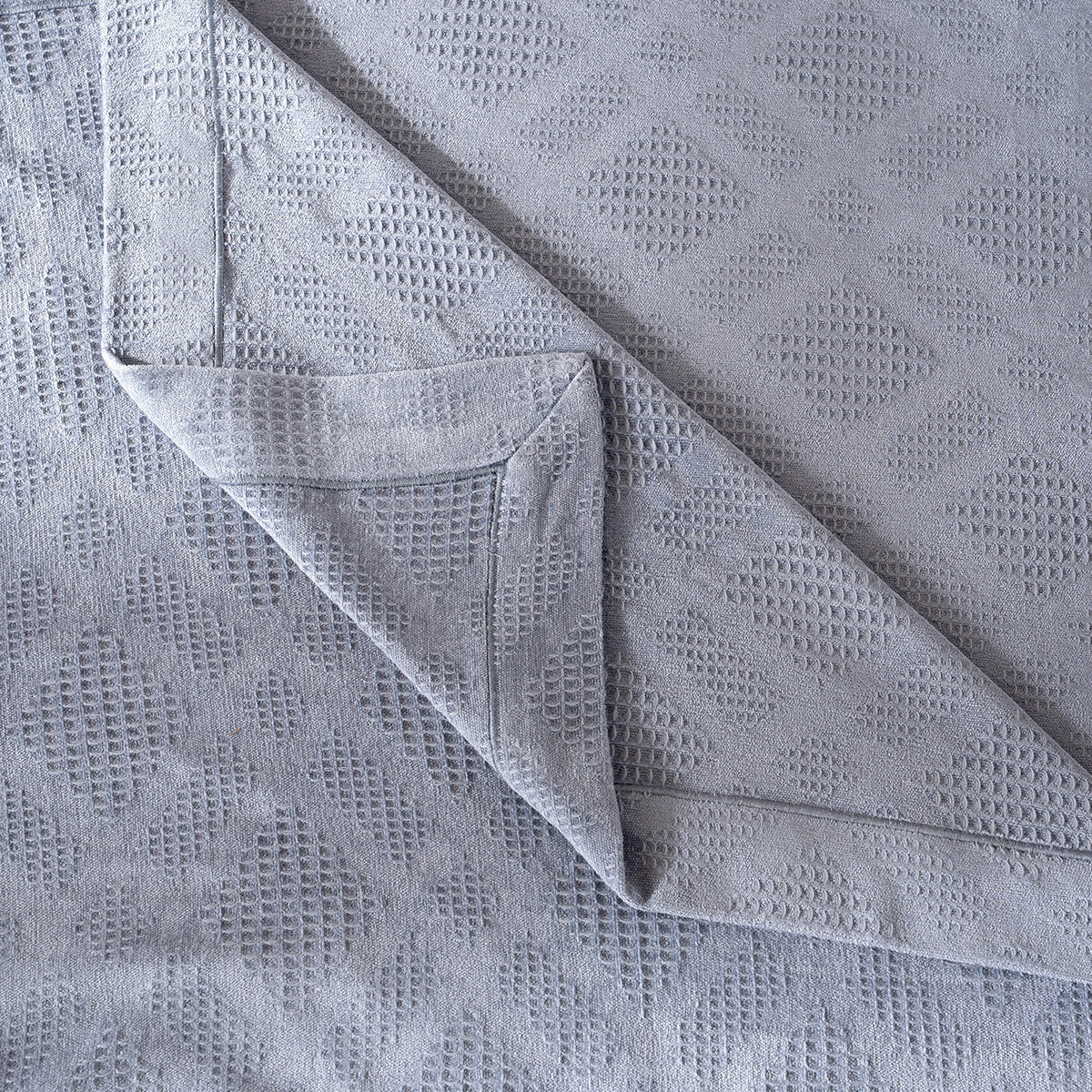 Ornamental Elegance Flip Flop Self Texture Blue Bed Cover/Bed Spread