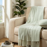 Blaize 100% Cotton Solid Weave Green 1Pc Throw