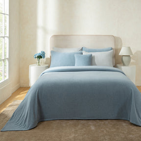 Blaize 100% Cotton Solid Weave Blue Bed Cover