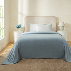 Blaize 100% Cotton Solid Weave Blue Bed Cover