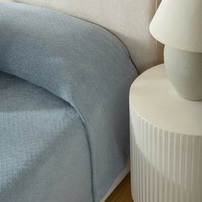 Blaize 100% Cotton Solid Weave Blue Bed Cover