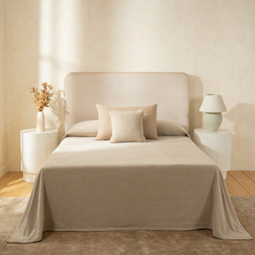 Blaize 100% Cotton Solid Weave Beige Bed Cover