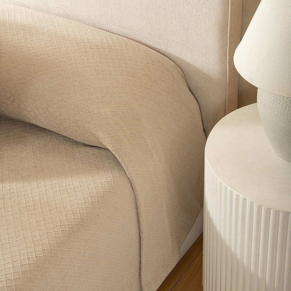 Blaize 100% Cotton Solid Weave Beige Bed Cover