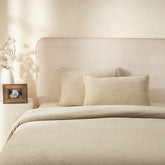 Blaize 100% Cotton Solid Weave Beige Pillow Sham Set