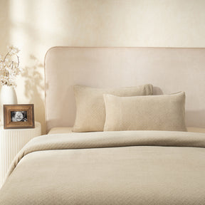Blaize 100% Cotton Solid Weave Beige Pillow Sham Set