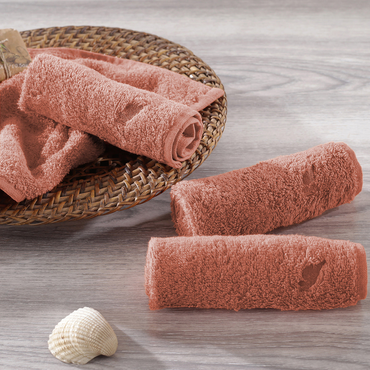 Embedded Stripe Antimicrobial Antifungal Super Absorbent & Soft Light Mahogany Towel