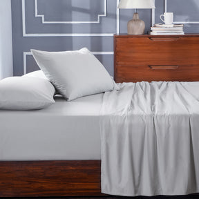 Slumber Plain Easy Care Percale 100% Cotton Tracing Grey Crisp Bed Sheet