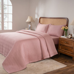 Colorart Penelope AC Quilt Set/Quilted Bed Cover Set/Comforter Misty Rose