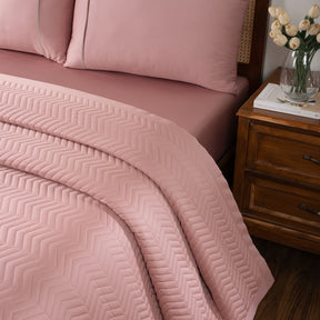 Colorart Penelope AC Quilt Set/Quilted Bed Cover Set/Comforter Misty Rose