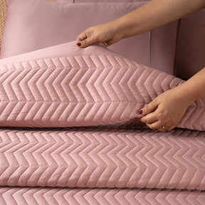 Colorart Penelope AC Quilt Set/Quilted Bed Cover Set/Comforter Misty Rose