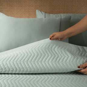 Colorart Penelope AC Quilt Set/Quilted Bed Cover Set/Comforter Misty Aqua