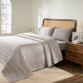 Colorart Penelope AC Quilt Set/Quilted Bed Cover Set/Comforter Flint Grey