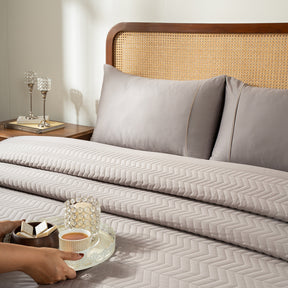 Colorart Penelope AC Quilt Set/Quilted Bed Cover Set/Comforter Flint Grey