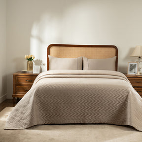 Colorart Penelope AC Quilt Set/Quilted Bed Cover Set/Comforter Sandshell