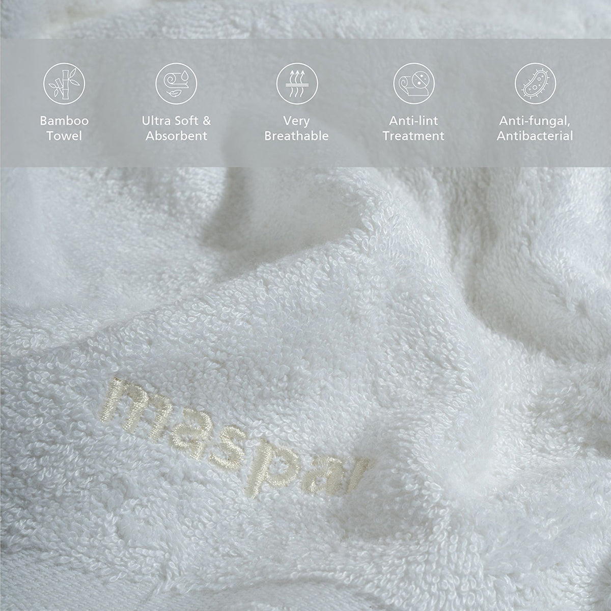 Bamboo 6PC Towel Set Extra Luxury and Super Softness with anti lint treatment Serene Haven Amor White
