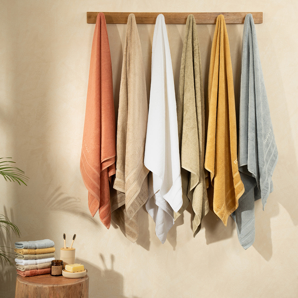 Bamboo 6PC Towel Set Extra Luxury and Super Softness with anti lint treatment Serene Haven Amor Blue