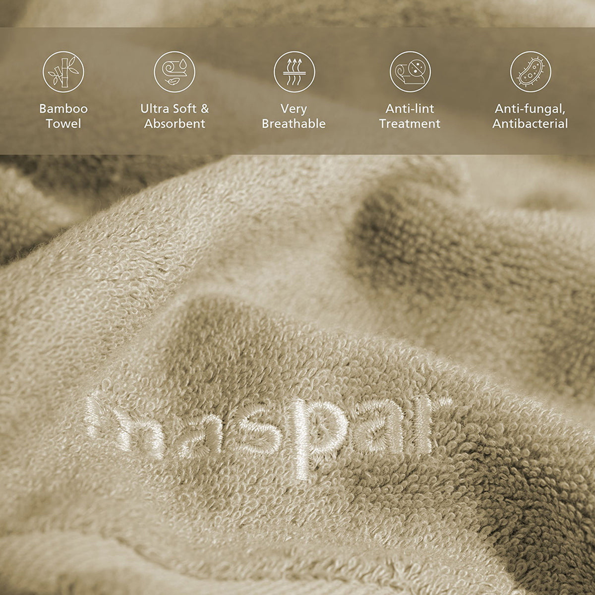 Bamboo 6PC Towel Set Extra Luxury and Super Softness with anti lint treatment Serene Haven Amor Green