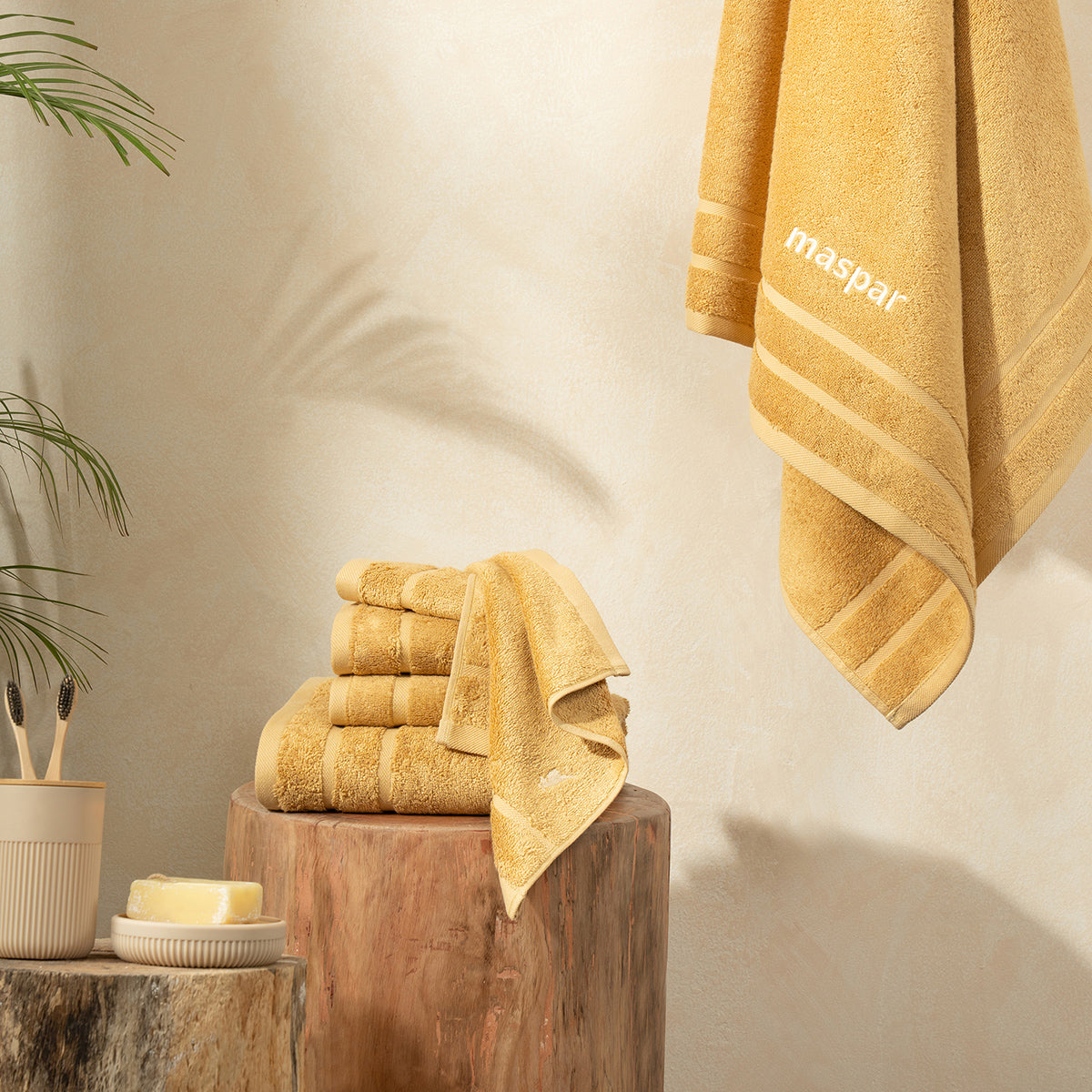 Bamboo 6PC Towel Set Extra Luxury and Super Softness with anti lint treatment Serene Haven Amor Yellow