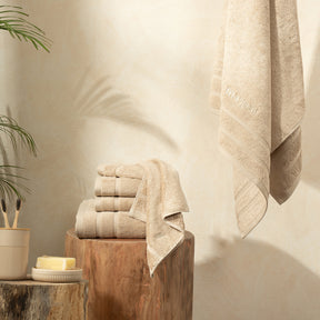 Bamboo 6PC Towel Set Extra Luxury and Super Softness with anti lint treatment Serene Haven Amor Off White