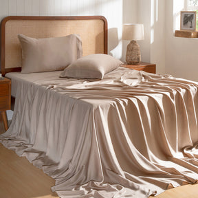 100% Tencel™ Solid Bedsheet with Pillow Case Serene Haven Noemi Neutral