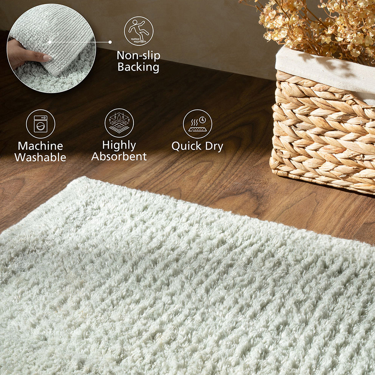100% Tencel™ Luxurious soft and highly absorbent Bath Mat Ecolux Serene Haven Green