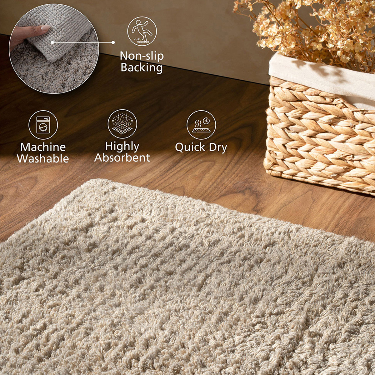 100% Tencel™ Luxurious soft and highly absorbent Bath Mat Ecolux Serene Haven Grey