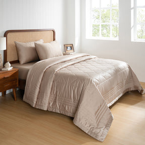 Fabric 100% Tencel™ Super Soft Quilt/Quilted Bed Cover Serene Haven Noemi Neutral