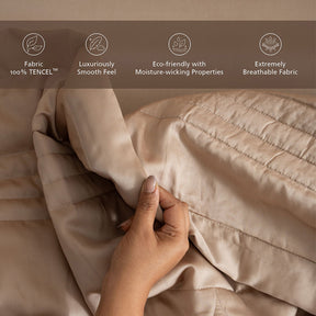 Fabric 100% Tencel™ Super Soft Quilt/Quilted Bed Cover Serene Haven Noemi Neutral