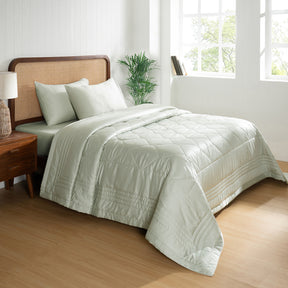 Fabric 100% Tencel™ Super Soft Quilt/Quilted Bed Cover Serene Haven Noemi Green