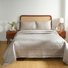 Fabric 100% Tencel™ Super Soft Quilt/Quilted Bed Cover Serene Haven Noemi Grey