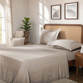 Bedsheet with Pillow Case Habitat 100% Cotton Jacquard Beige