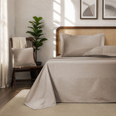 Bedsheet with Pillow Case Habitat 100% Cotton Jacquard Beige