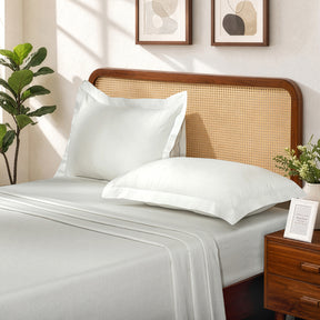Bedsheet with Pillow Case Habitat 100% Cotton Jacquard Vanilla