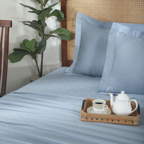 Bedsheet with Pillow Case Habitat 100% Cotton Jacquard Blue