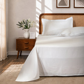 Bedsheet with Pillow Case Setai 100% Cotton Jacquard White
