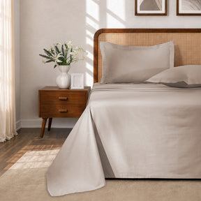 Bedsheet with Pillow Case Setai 100% Cotton Jacquard Beige