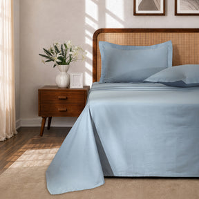 Bedsheet with Pillow Case Setai 100% Cotton Jacquard Blue
