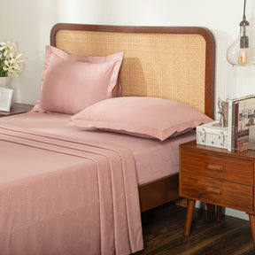Bedsheet with Pillow Case Setai 100% Cotton Jacquard Blush