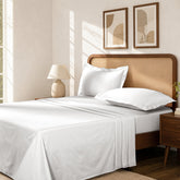 Bedsheet with Pillow Case Fretwork 100% Cotton Jacquard White
