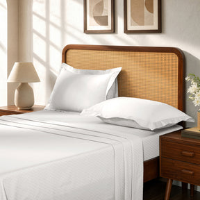 Bedsheet with Pillow Case Fretwork 100% Cotton Jacquard White